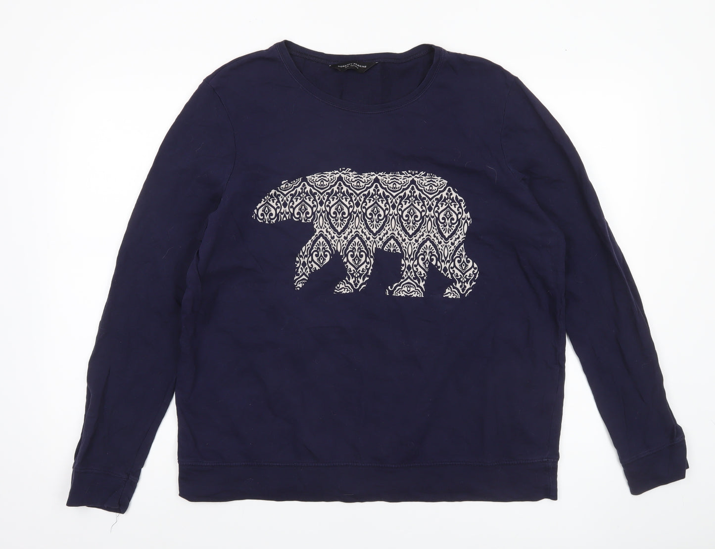 Dorothy Perkins Womens Navy Blue Bear Print Sweatshirt UK 18