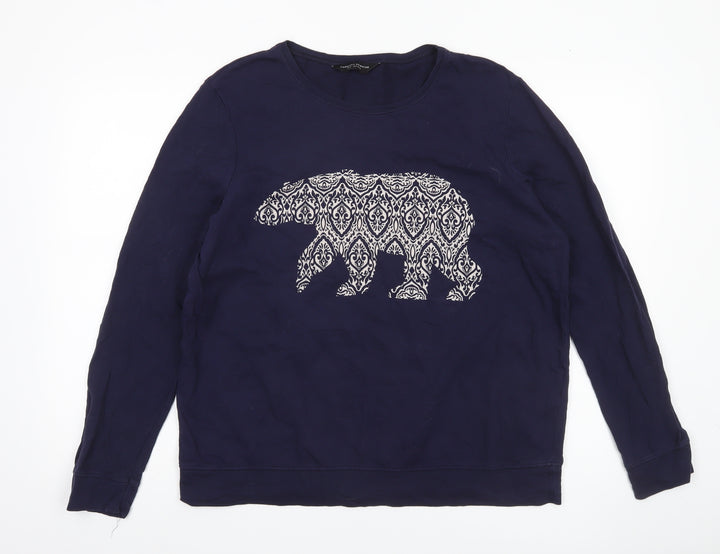 Dorothy Perkins Womens Navy Blue Bear Print Sweatshirt UK 18