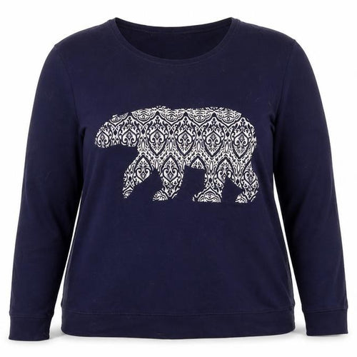 Dorothy Perkins Womens Navy Blue Bear Print Sweatshirt UK 18