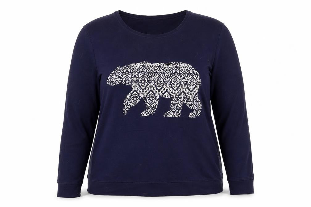 Dorothy Perkins Womens Navy Blue Bear Print Sweatshirt UK 18