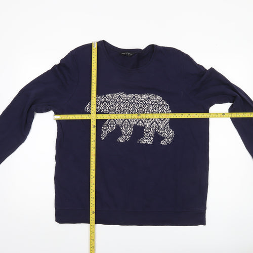 Dorothy Perkins Womens Navy Blue Bear Print Sweatshirt UK 18