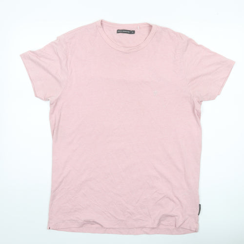 French Connection Men's Pink XL Crew Neck Cotton Blend T-Shirt