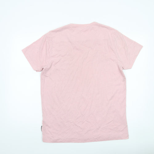 French Connection Men's Pink XL Crew Neck Cotton Blend T-Shirt