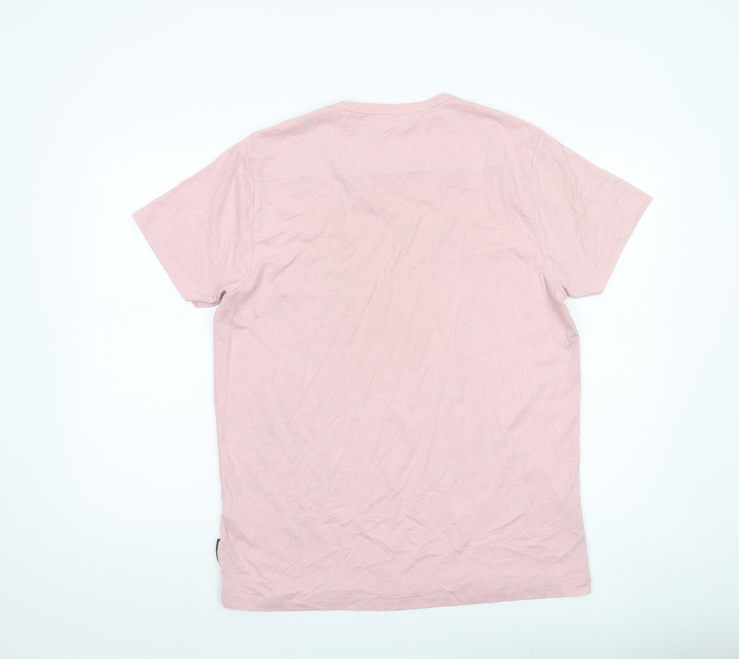 French Connection Men's Pink XL Crew Neck Cotton Blend T-Shirt