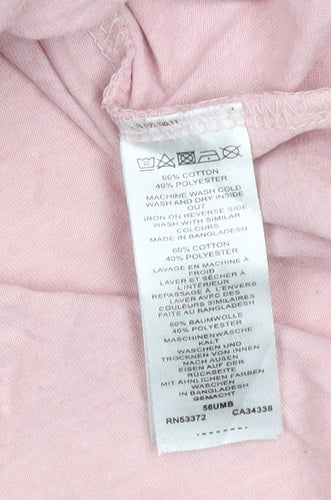 French Connection Men's Pink XL Crew Neck Cotton Blend T-Shirt