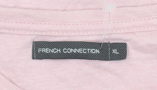 French Connection Men's Pink XL Crew Neck Cotton Blend T-Shirt