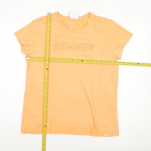 TOG24 Womens Orange Cotton Summer Embroidered T-Shirt Size 14