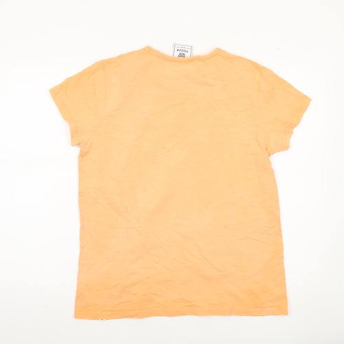 TOG24 Womens Orange Cotton Summer Embroidered T-Shirt Size 14