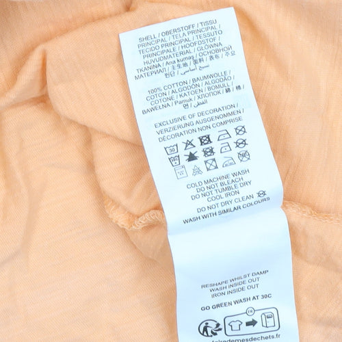 TOG24 Womens Orange Cotton Summer Embroidered T-Shirt Size 14