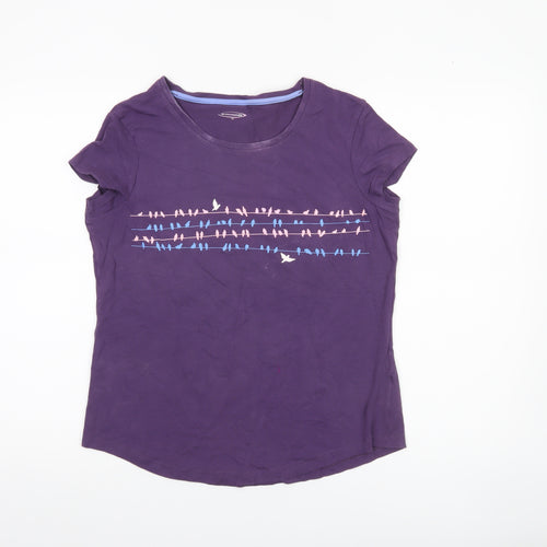 Mountainlife Womens Purple Graphic Bird Print T-Shirt Size 16