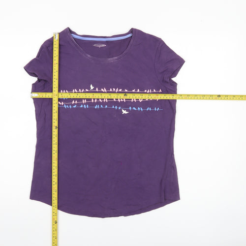 Mountainlife Womens Purple Graphic Bird Print T-Shirt Size 16