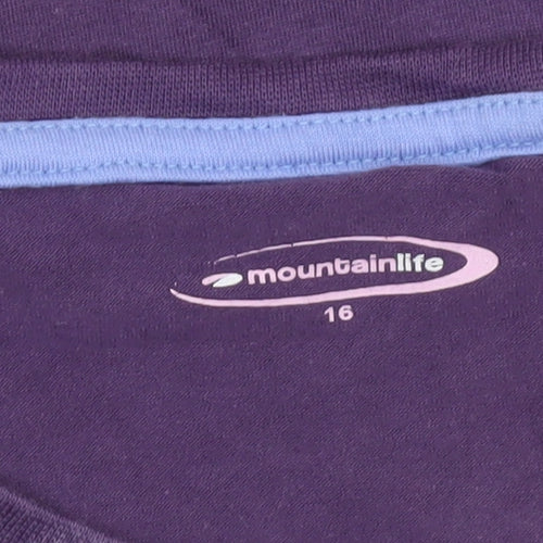 Mountainlife Womens Purple Graphic Bird Print T-Shirt Size 16