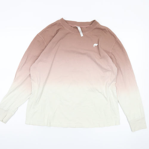 Fabletics Womens Brown XS Long Sleeve Crew Neck Cotton T-Shirt