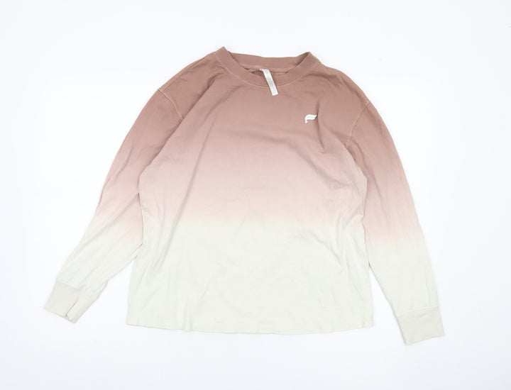 Fabletics Womens Brown XS Long Sleeve Crew Neck Cotton T-Shirt