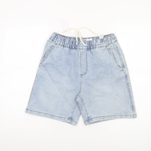 Bershka Mens Blue Denim XS Casual Chino Shorts with Drawstring Waist