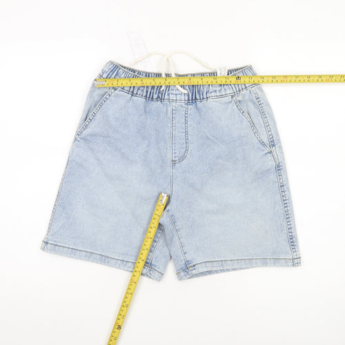 Bershka Mens Blue Denim XS Casual Chino Shorts with Drawstring Waist