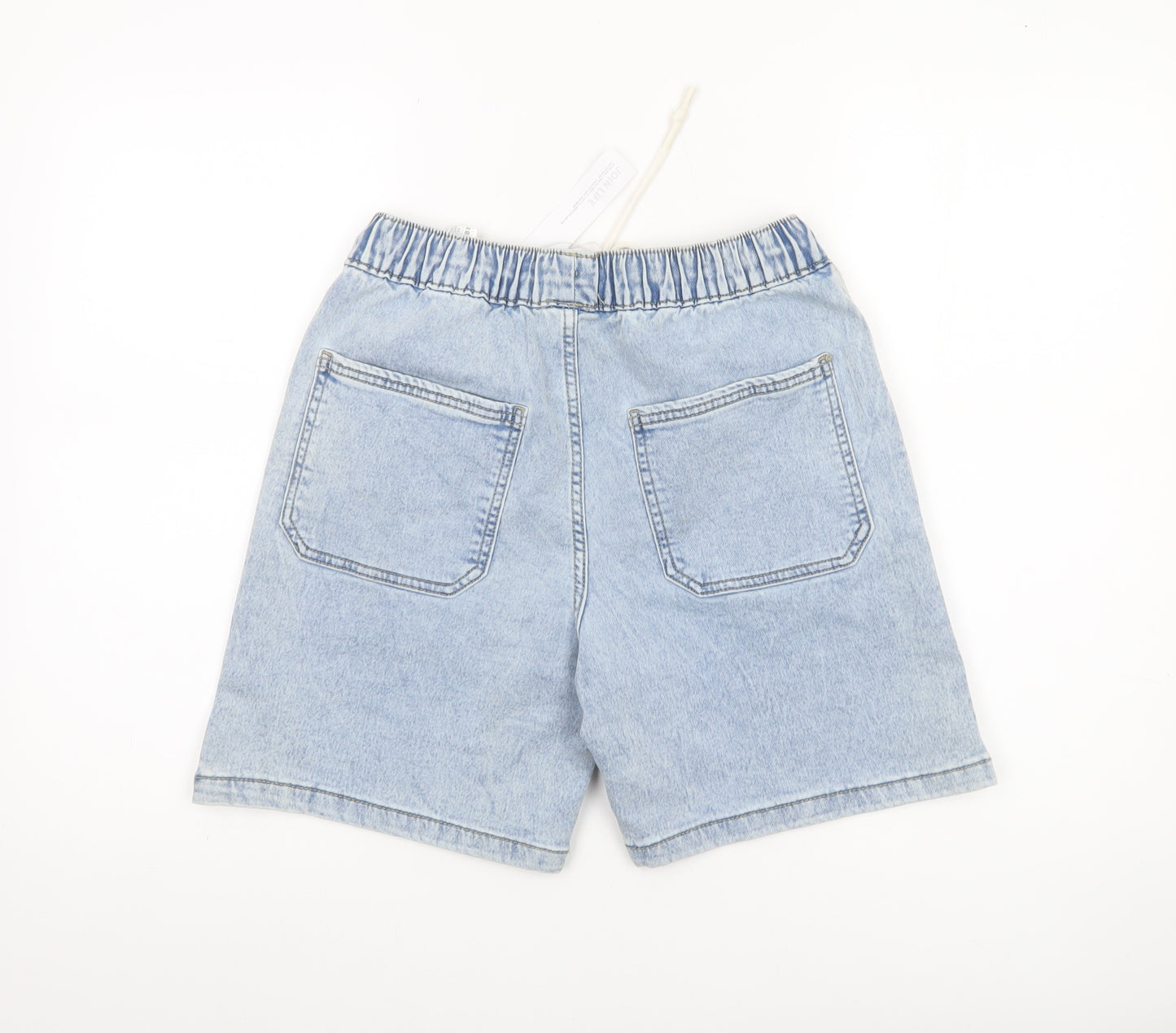 Bershka Mens Blue Denim XS Casual Chino Shorts with Drawstring Waist