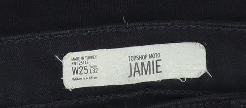 Topshop Women Black Jamie Skinny Jeans Size 8 W25 L32 High Rise