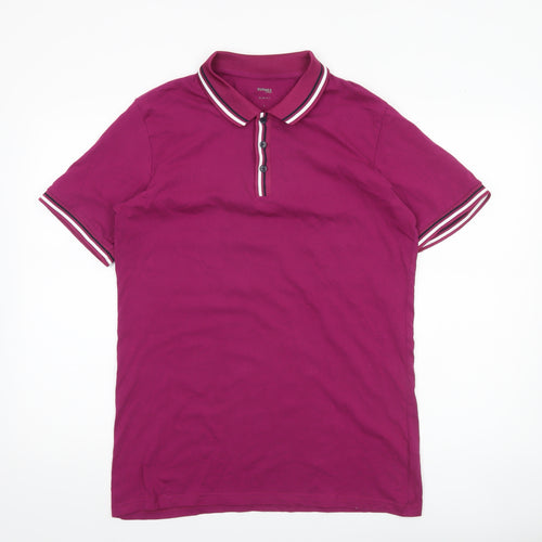 Dunnes Stores Men’s Pink Slim Fit Polo Shirt L Cotton