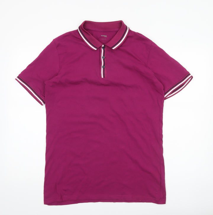 Dunnes Stores Men’s Pink Slim Fit Polo Shirt L Cotton