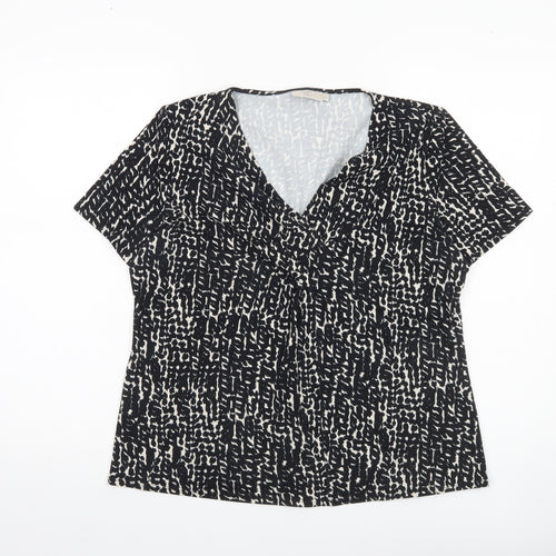 CC Women Black Animal Print V-Neck Tunic Blouse Size L