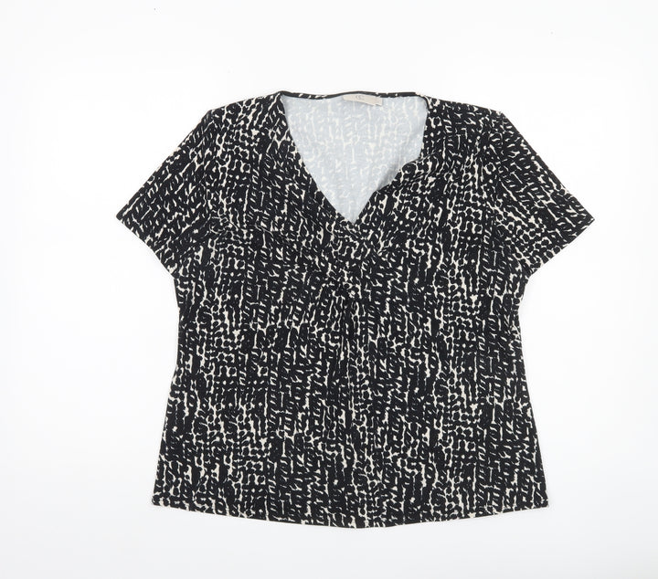 CC Women Black Animal Print V-Neck Tunic Blouse Size L