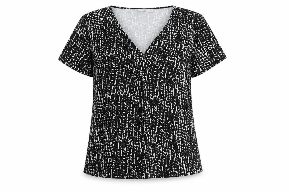 CC Women Black Animal Print V-Neck Tunic Blouse Size L