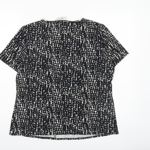 CC Women Black Animal Print V-Neck Tunic Blouse Size L