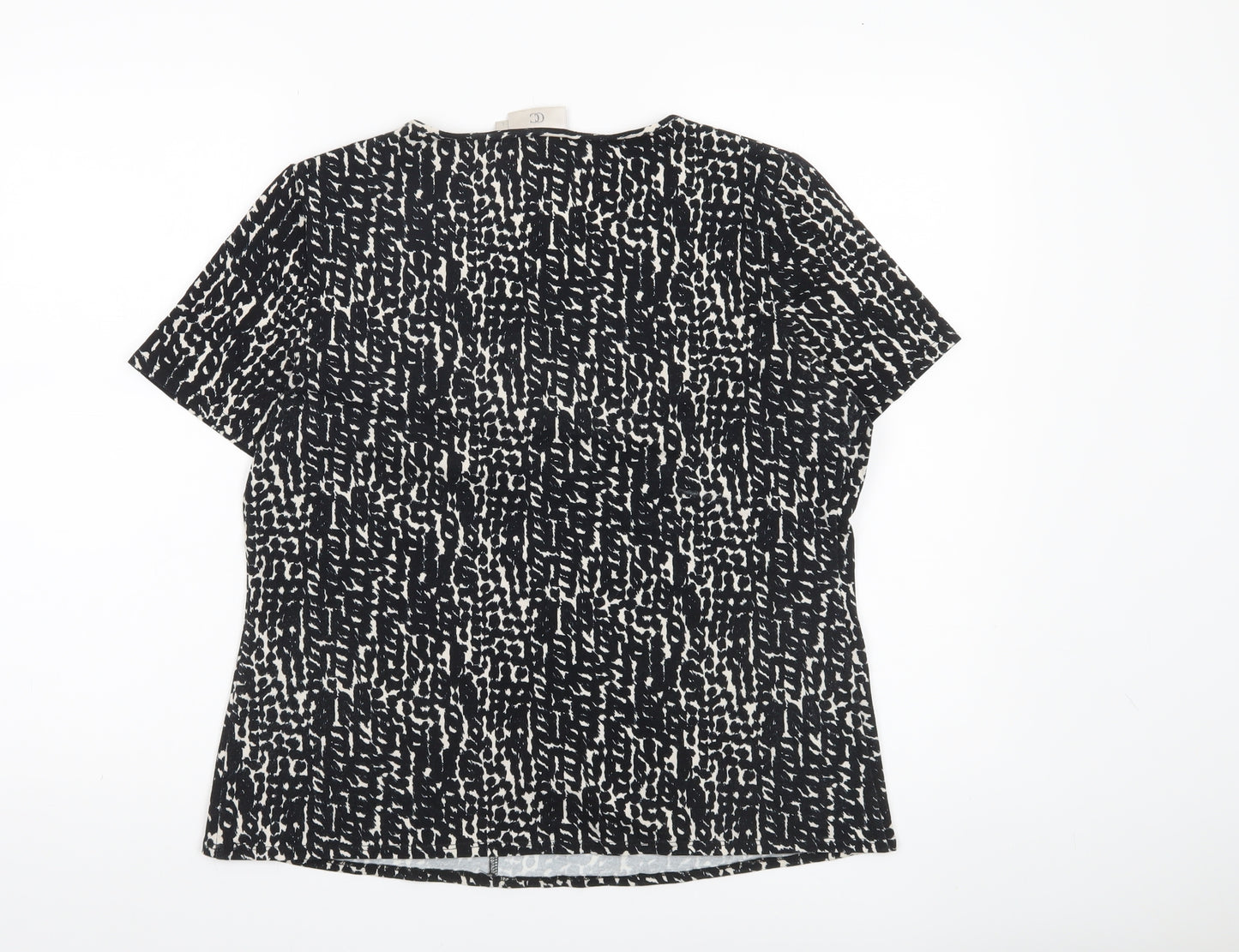 CC Women Black Animal Print V-Neck Tunic Blouse Size L