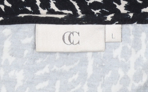 CC Women Black Animal Print V-Neck Tunic Blouse Size L
