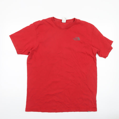 The North Face Mens Red Cotton Crew Neck Short Sleeve T-Shirt Size L