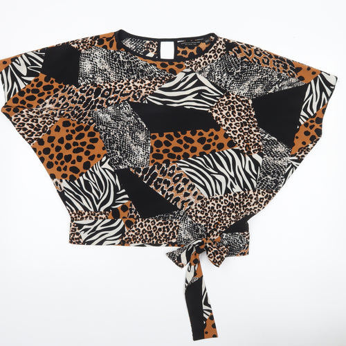 Dorothy Perkins Womens Multicoloured Animal Print Wrap Blouse UK 10
