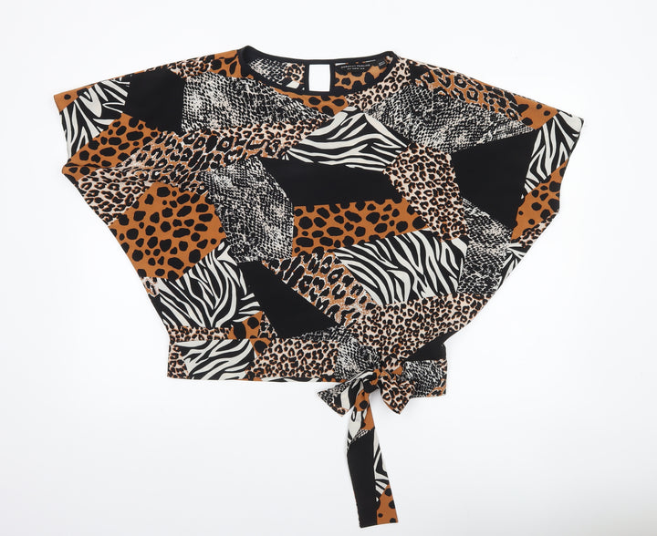 Dorothy Perkins Womens Multicoloured Animal Print Wrap Blouse UK 10