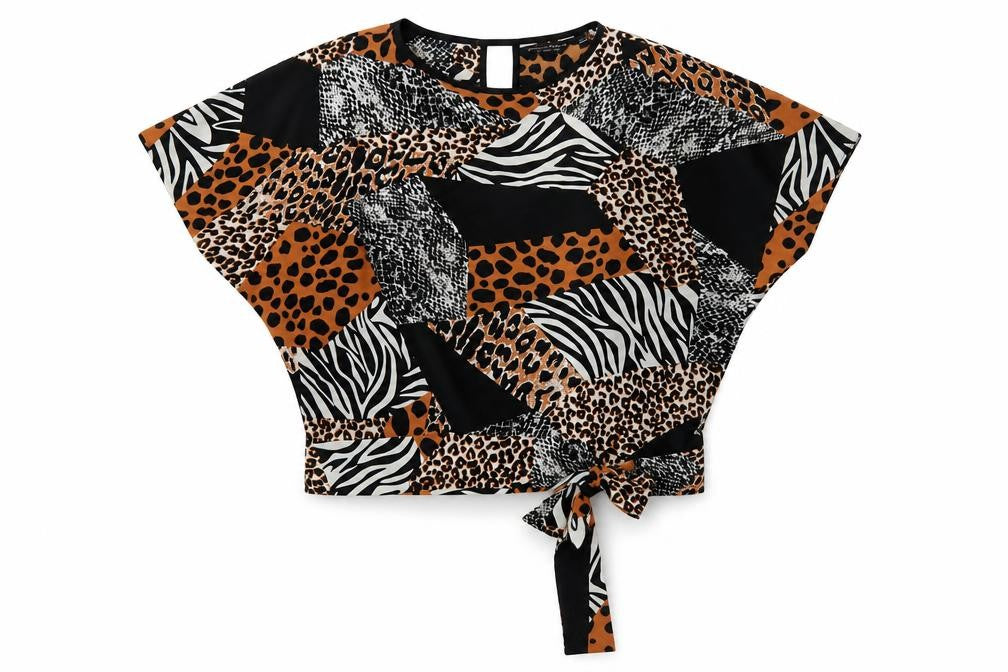 Dorothy Perkins Womens Multicoloured Animal Print Wrap Blouse UK 10