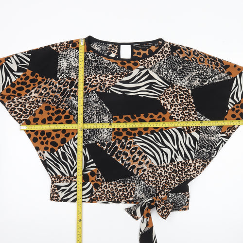 Dorothy Perkins Womens Multicoloured Animal Print Wrap Blouse UK 10