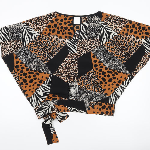 Dorothy Perkins Womens Multicoloured Animal Print Wrap Blouse UK 10
