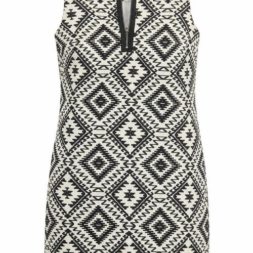 Dunnes Women’s Black Aztec Sheath Dress Size 12 Knee Length Sleeveless