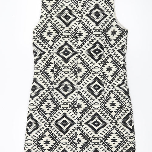Dunnes Women’s Black Aztec Sheath Dress Size 12 Knee Length Sleeveless