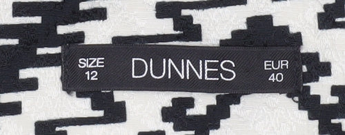 Dunnes Women’s Black Aztec Sheath Dress Size 12 Knee Length Sleeveless