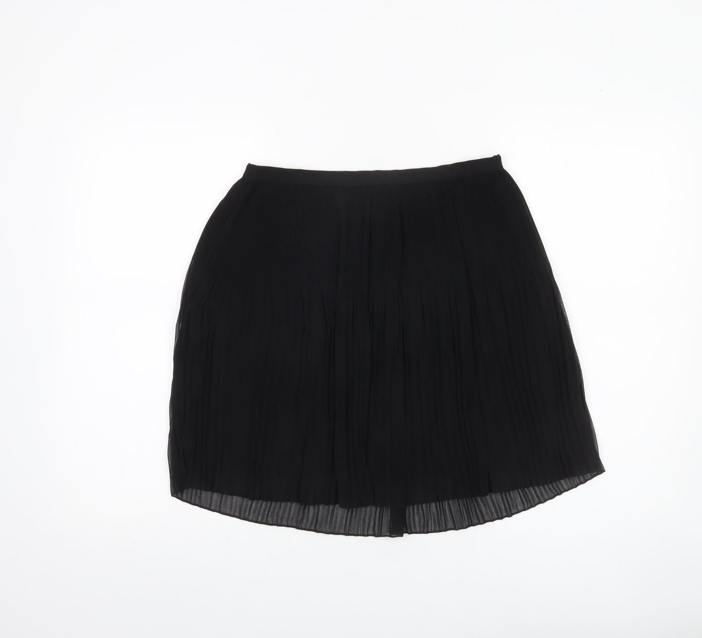 Zara Women Black Pleated Knee Length Skirt Size S Polyester