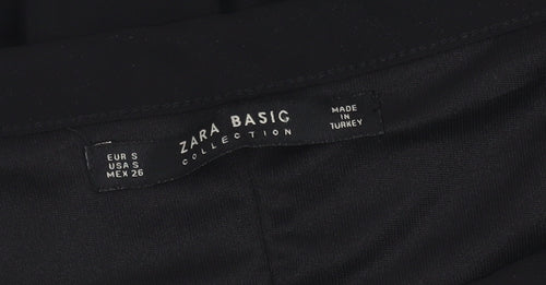 Zara Women Black Pleated Knee Length Skirt Size S Polyester