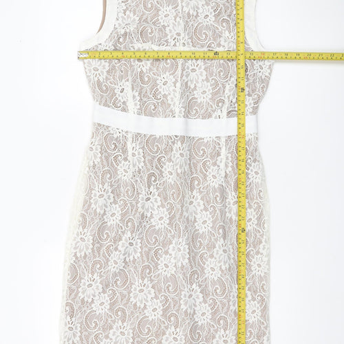 Fran & Jane Women’s Ivory Lace Sheath Dress Size 10 Wedding Party
