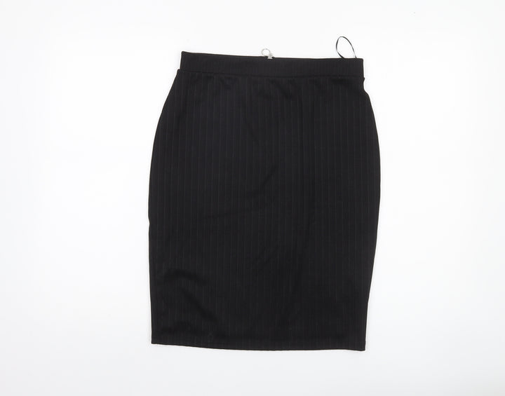 Savida Women Black Pencil Skirt M Knee Length Zip Workwear