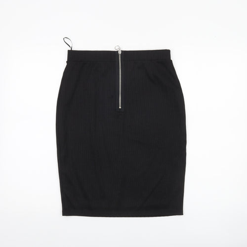 Savida Women Black Pencil Skirt M Knee Length Zip Workwear