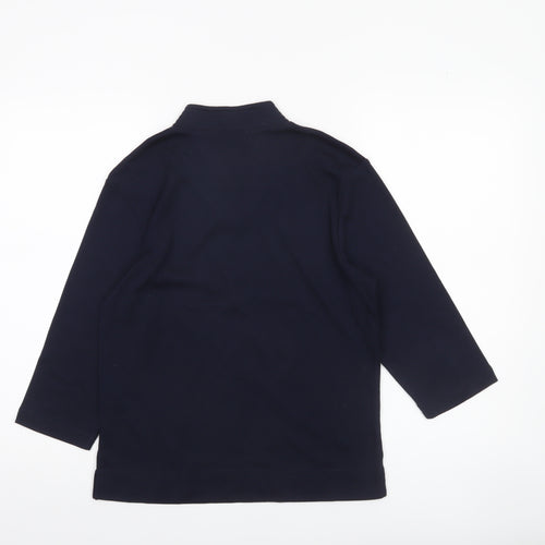 Poppy Womens Blue V-Neck 3/4 Sleeve Jersey Blouse Size 16