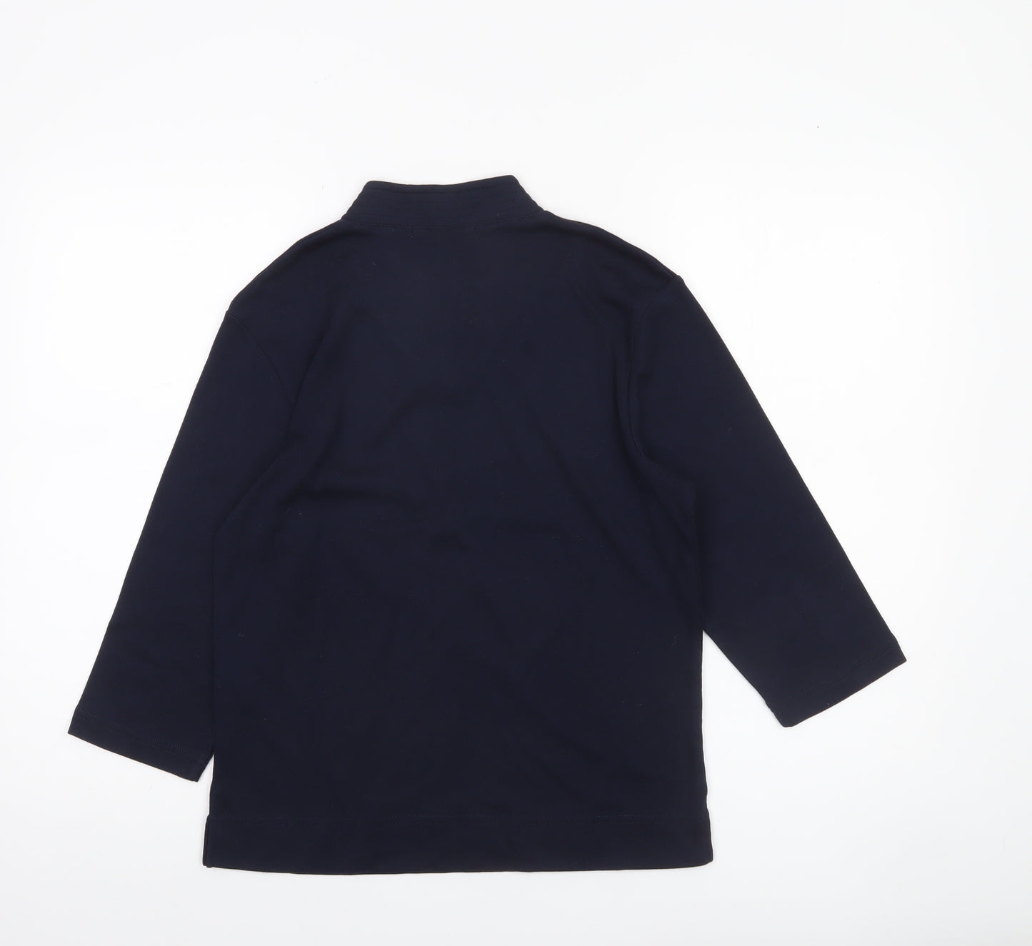 Poppy Womens Blue V-Neck 3/4 Sleeve Jersey Blouse Size 16