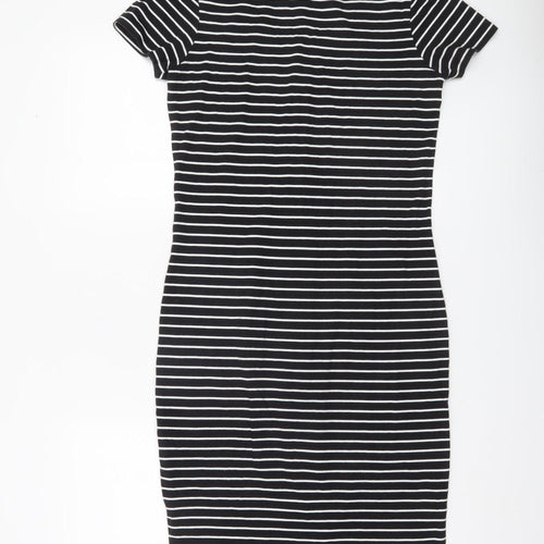 Jigsaw Women Black White Striped Cotton Pencil Dress XS