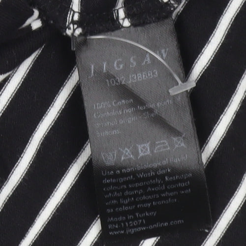 Jigsaw Women Black White Striped Cotton Pencil Dress XS