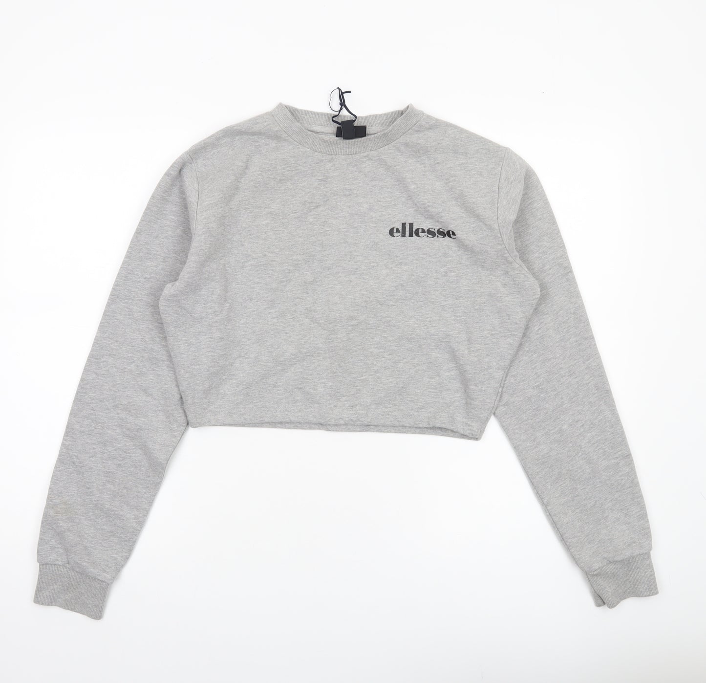 Ellesse Women’s Grey Cropped Sweatshirt UK 8 Logo Pullover