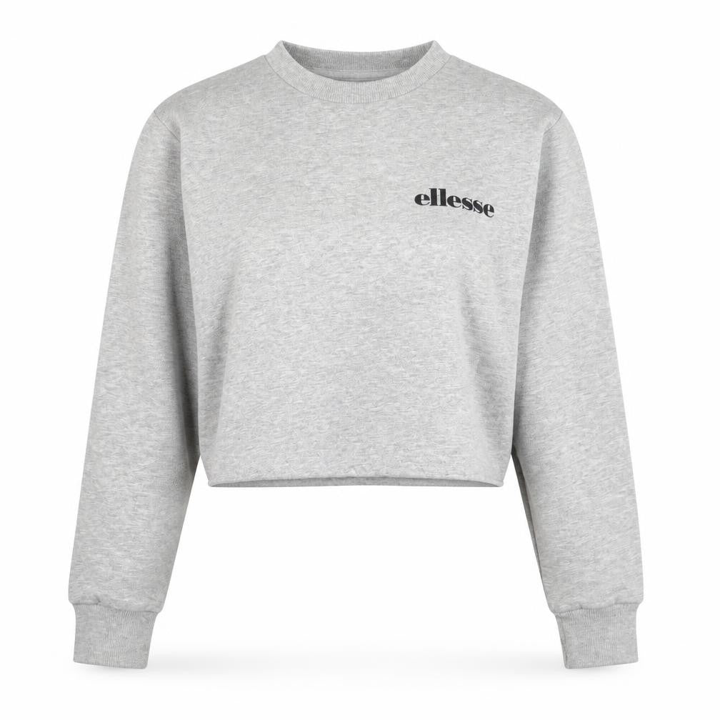 Front view of Ellesse Women’s Grey Cropped Sweatshirt UK 8 Logo Pullover